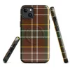 Glossy Highland Tartan MagSafe Tough Case for iPhone — classic tartan plaid pattern in deep crimson red, forest green, gold