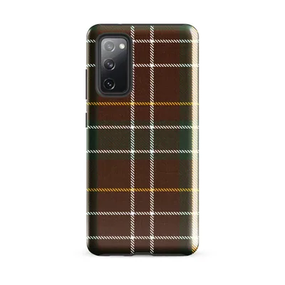 classic Scottish tartan plaid in deep red, forest green, gold, and white woven stripe pattern on Glossy Highland Tartan Tough Case for Samsung - default - Front view