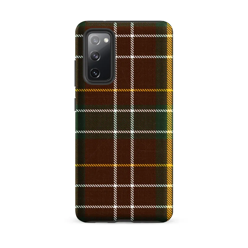 Matte Highland Tartan Tough Case for Samsung — classic Scottish tartan plaid in deep red, forest green, gold, and white