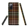 Glossy Highland Tartan Tough Case for Samsung — classic Scottish tartan plaid in deep red, forest green, gold, and white