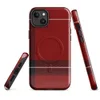 Glossy Highland Red Plaid MagSafe Tough Case for iPhone — classic Scottish tartan plaid in deep crimson red with bold black