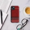 Glossy Highland Red Plaid MagSafe Tough Case for iPhone — classic Scottish tartan plaid in deep crimson red with bold black