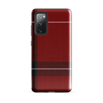 classic red tartan plaid with thick black bands and white accent lines over a vintage textile texture on Glossy Highland Red Plaid Tough Case for Samsung - default - Front view