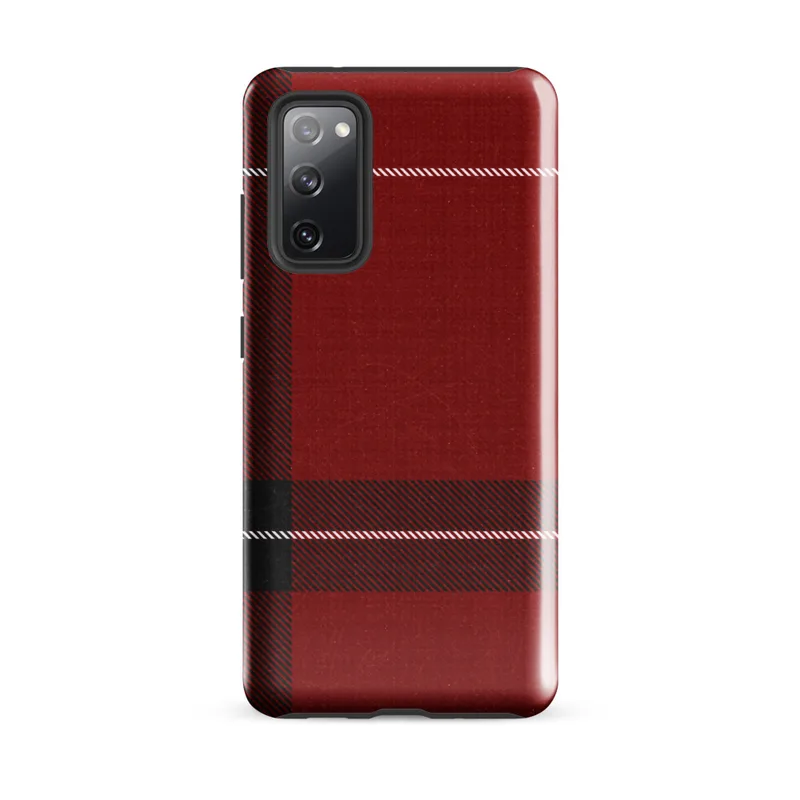 Glossy Highland Red Plaid Tough Case for Samsung — classic red tartan plaid with thick black bands and white accent lines