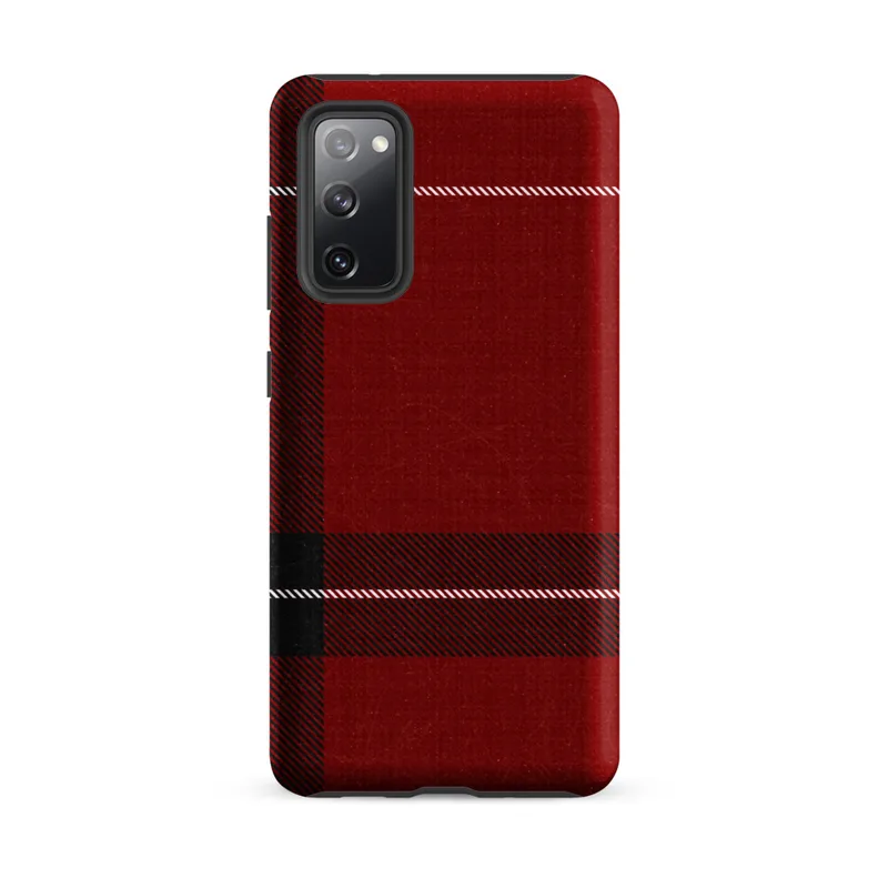 Matte Highland Red Plaid Tough Case for Samsung — classic red tartan plaid with thick black bands and white accent lines