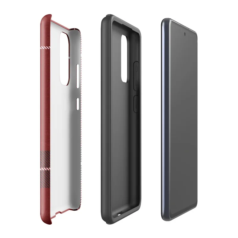 Glossy Highland Red Plaid Tough Case for Samsung — classic red tartan plaid with thick black bands and white accent lines