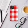 Glossy Red Gingham Picnic Plaid MagSafe Tough Case for iPhone — large-scale red and white gingham checkerboard woven fabric