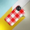 Glossy Red Gingham Picnic Plaid MagSafe Tough Case for iPhone — large-scale red and white gingham checkerboard woven fabric