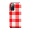 Glossy Classic Red Gingham Tough Case for Samsung — large red and white gingham checkerboard pattern with alternating solid
