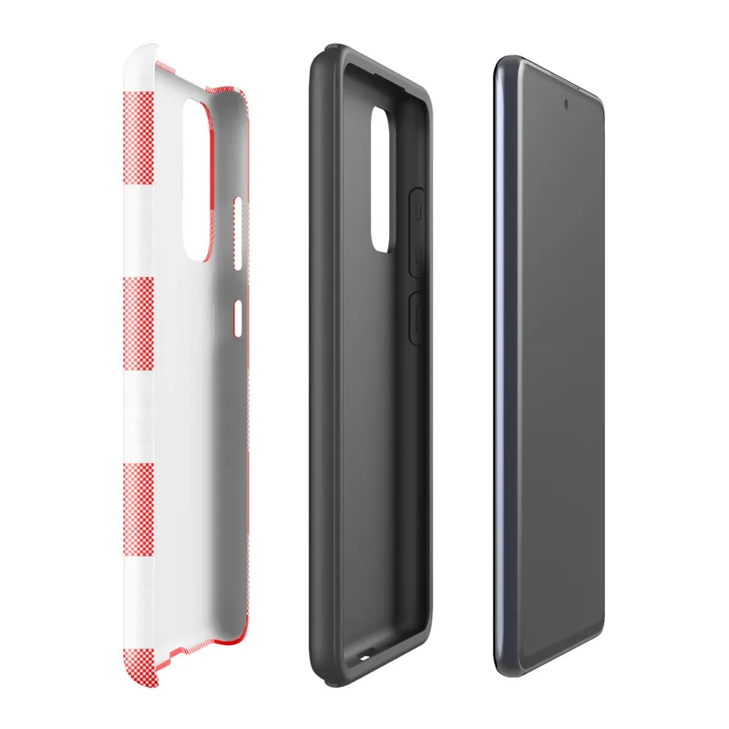 Glossy Classic Red Gingham Tough Case for Samsung — large red and white gingham checkerboard pattern with alternating solid