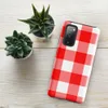 Glossy Classic Red Gingham Tough Case for Samsung — large red and white gingham checkerboard pattern with alternating solid