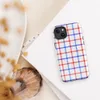 Glossy American Plaid Patriot MagSafe Tough Case for iPhone — red white and blue gingham plaid pattern with diagonal stripe
