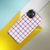 Glossy American Plaid Patriot MagSafe Tough Case for iPhone — red white and blue gingham plaid pattern with diagonal stripe