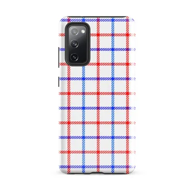 red white and blue overlapping plaid grid with diagonal stripe texture on white background on Glossy Red White Blue Plaid Tough Case for Samsung - default - Front view