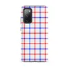 Matte Red White Blue Plaid Tough Case for Samsung — red white and blue overlapping plaid grid with diagonal stripe texture