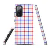 Glossy Red White Blue Plaid Tough Case for Samsung — red white and blue overlapping plaid grid with diagonal stripe texture