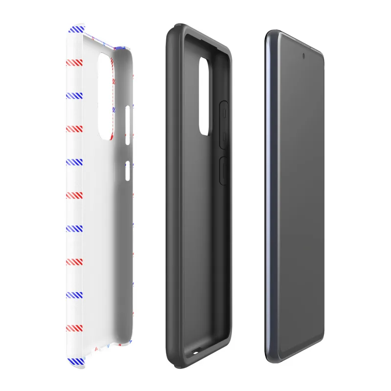 Glossy Red White Blue Plaid Tough Case for Samsung — red white and blue overlapping plaid grid with diagonal stripe texture