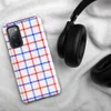 Glossy Red White Blue Plaid Tough Case for Samsung — red white and blue overlapping plaid grid with diagonal stripe texture