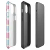 Glossy Pastel Plaid Chic MagSafe Tough Case for iPhone — pastel tartan plaid pattern with sky blue, soft yellow, and magenta