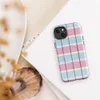 Glossy Pastel Plaid Chic MagSafe Tough Case for iPhone — pastel tartan plaid pattern with sky blue, soft yellow, and magenta