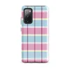 Glossy Pastel Plaid Preppy Charm Tough Case for Samsung — pastel tartan plaid pattern with sky blue, soft yellow, white