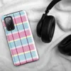 Glossy Pastel Plaid Preppy Charm Tough Case for Samsung — pastel tartan plaid pattern with sky blue, soft yellow, white