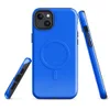 Glossy Electric Blue Serenity MagSafe Tough Case for iPhone — solid electric blue surface with subtle crackled weathered