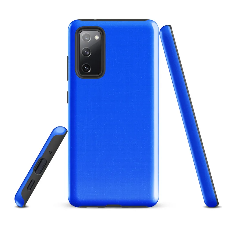 Glossy Electric Blue Bold Tough Case for Samsung — solid vivid electric blue surface with subtle texture and fine