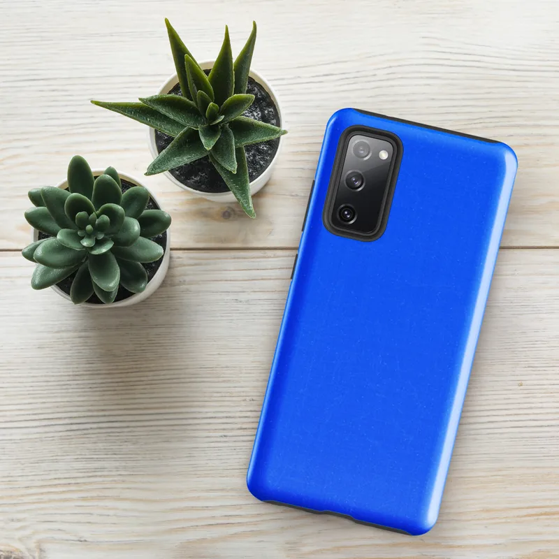 Glossy Electric Blue Bold Tough Case for Samsung — solid vivid electric blue surface with subtle texture and fine