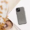 Glossy Urban Grid Minimalist MagSafe Tough Case for iPhone — micro-checkerboard pattern in muted slate and warm greige