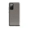 Glossy Steel Grid Woven Texture Tough Case for Samsung — fine checkerboard weave pattern in cool slate and warm sand tones