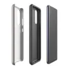 Glossy Steel Grid Woven Texture Tough Case for Samsung — fine checkerboard weave pattern in cool slate and warm sand tones