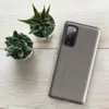 Glossy Steel Grid Woven Texture Tough Case for Samsung — fine checkerboard weave pattern in cool slate and warm sand tones