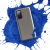 Glossy Steel Grid Woven Texture Tough Case for Samsung — fine checkerboard weave pattern in cool slate and warm sand tones