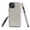 Glossy Woven Linen Texture MagSafe Tough Case for iPhone — close-up woven textile pattern in warm beige and ivory