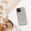 Glossy Woven Linen Texture MagSafe Tough Case for iPhone — close-up woven textile pattern in warm beige and ivory