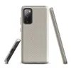 Glossy Woven Linen Texture Tough Case for Samsung — close-up woven textile pattern in warm taupe and off-white with a fine