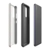 Glossy Woven Linen Texture Tough Case for Samsung — close-up woven textile pattern in warm taupe and off-white with a fine