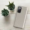 Glossy Woven Linen Texture Tough Case for Samsung — close-up woven textile pattern in warm taupe and off-white with a fine