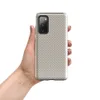 Glossy Woven Linen Texture Tough Case for Samsung — close-up woven textile pattern in warm taupe and off-white with a fine