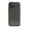 Glossy Charcoal Woven Texture MagSafe Tough Case for iPhone — dense horizontal ribbed woven textile pattern in deep warm