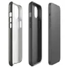 Glossy Charcoal Woven Texture MagSafe Tough Case for iPhone — dense horizontal ribbed woven textile pattern in deep warm