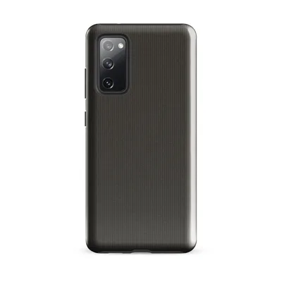 close-up ribbed fabric weave pattern in deep warm charcoal grey with subtle tonal variation on Glossy Charcoal Woven Texture Tough Case for Samsung - default - Front view