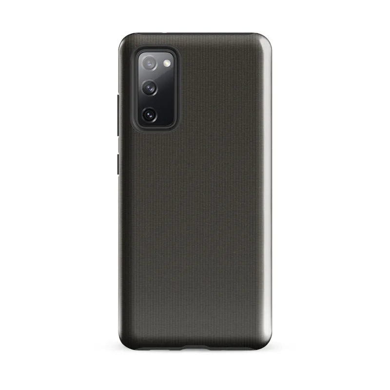 Glossy Charcoal Woven Texture Tough Case for Samsung — close-up ribbed fabric weave pattern in deep warm charcoal grey