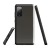 Glossy Charcoal Woven Texture Tough Case for Samsung — close-up ribbed fabric weave pattern in deep warm charcoal grey