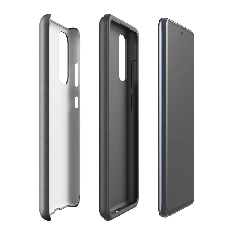 Glossy Charcoal Woven Texture Tough Case for Samsung — close-up ribbed fabric weave pattern in deep warm charcoal grey