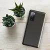 Glossy Charcoal Woven Texture Tough Case for Samsung — close-up ribbed fabric weave pattern in deep warm charcoal grey