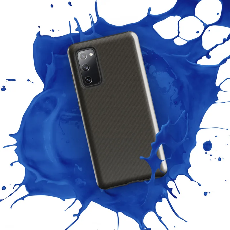 Glossy Charcoal Woven Texture Tough Case for Samsung — close-up ribbed fabric weave pattern in deep warm charcoal grey
