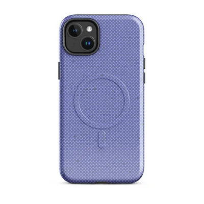 fine checkerboard pixel pattern in periwinkle blue-violet with subtle tonal variation and scattered organic imperfections on Glossy Periwinkle Static Texture MagSafe Tough Case for iPhone - default - Front view