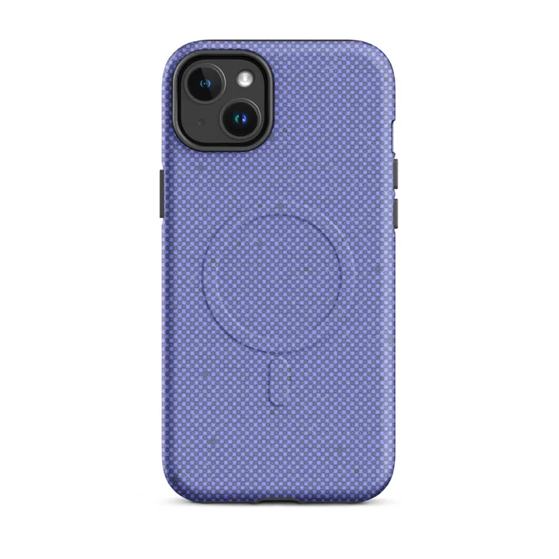 Matte Periwinkle Static Texture MagSafe Tough Case for iPhone — fine checkerboard pixel pattern in periwinkle blue-violet